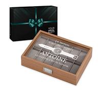 Maverton Boîte à Montres personnalisée - Coffret de rangement pour 12 montres - Étui en Bois pour 12 Montres avec gravure - Cadeau d’anniversaire pour chaque homme - Fortune