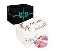 Maverton Boîte à Musique avec personnalisation pour elle - Boîte à Bijoux Musicale décorative pour bébé - rangement bijoux pour fille - amie - pour anniversaire - Cadeau Noel - Noël - Attrape-rêves
