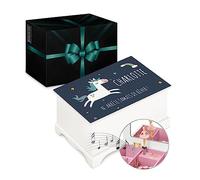 Maverton Boîte à Musique avec personnalisation pour elle - Boîte à Bijoux Musicale décorative pour bébé - rangement bijoux pour fille - amie - pour anniversaire - Noël - Licorne