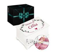 Maverton Boîte à Musique avec personnalisation pour elle - Boîte à Bijoux Musicale décorative pour bébé - rangement bijoux pour fille - amie - pour anniversaire - Noël - Trésors