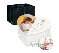 Maverton Boîte à Musique avec votre photo imprimée - Coffret à personnaliser pour fille - Cadeau photo pour elle - Boîte à bijoux avec ballerine pour anniversaire - baptême - photo Première Communion