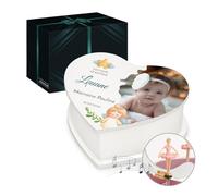 Maverton Boîte à Musique avec votre photo imprimée - Coffret à personnaliser pour fille - Cadeau photo pour elle - Boîte à bijoux avec ballerine pour anniversaire - Cadeau Noel - baptême - petit ange