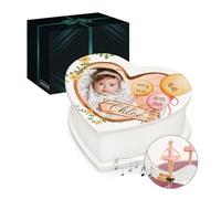 Maverton Boîte à Musique avec votre photo imprimée - Coffret à personnaliser pour fille - Cadeau photo pour elle - Boîte à bijoux avec ballerine pour anniversaire - baptême - photo naissance