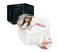Maverton Boîte à Musique avec votre photo imprimée - Coffret à personnaliser pour fille - Cadeau photo pour elle - Boîte à bijoux avec ballerine pour anniversaire - baptême - communion 2
