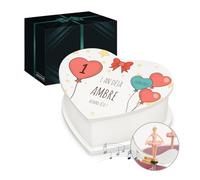 Maverton Boîte à Musique personnalisable avec ballerine - 20x17x9 Organisateur Bijoux pour jeune fille - Coffret décoratif pour elle avec prénom - souvenir pour anniversaire - 1 an