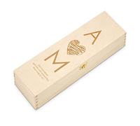 Maverton Boîte Caisse à Vin Personnalisée pour mariés - 10 cm x 10 cm x 35 cm - Pour 1 bouteille à vin - Bois de Pin - Coffret à vin pour couples - Pour anniversaire - Amour