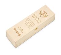 Maverton Boîte Caisse à Vin Personnalisée pour mariés - 10 cm x 10 cm x 35 cm - Pour 1 bouteille à vin - Bois de Pin - Coffret à vin pour couples - Pour anniversaire - Félicitations
