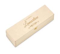 Maverton Boîte Caisse à Vin Personnalisée pour mariés - 10 cm x 10 cm x 35 cm - Pour 1 bouteille à vin - Bois de Pin - Coffret à vin pour couples - Pour anniversaire - Ensemble