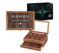 Maverton Boîte personnalisée pour montres et bijoux - Coffret en bois pour elle avec prénom gravé - Boîte à bijoux personnalisable pour femme - pour couple - pour anniversaire - mère-veilleuse