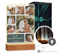 Maverton Cadre LED personnalisable avec support en bois pour homme - lampe personnalisée avec votre propre photo - tableau en verre acrylique pour papa - garçon - anniversaire - st valentin