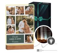 Maverton Cadre LED personnalisable avec support en bois pour homme - lampe personnalisée avec votre propre photo - tableau en verre acrylique pour papa - garçon - anniversaire - st valentin