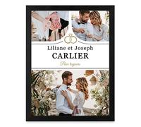 Maverton Cadre personnalisé avec vos photos imprimés - Affiche Décoration salon pour parents - Tableau mural pour couple - Poster souvenir de mariage - noces - anniversaire - Mariage