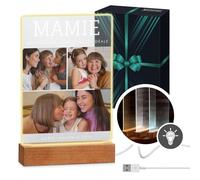 Maverton Cadre Photo personnalisé avec photo et texte imprimé - cadeau personnalisé femme - lampe photo personnalisable LED pour elle - pour maman - Cadeau Noel - anniversaire - mamie - fille - mamie