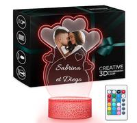 Maverton Cadre Photo Personnalisé LED pour Couple - Cadeau Personnalisé pour Amoureux avec Éclairage Multicolore - Lampe Personnalisée avec Photo avec Socle - Cadeau Couple - 22x15 cm