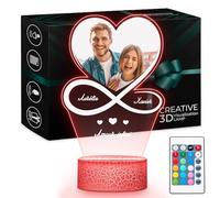 Maverton Cadre Photo Personnalisé LED pour Couple - Cadeau Personnalisé pour Amoureux avec Éclairage Multicolore - Lampe Personnalisée avec Photo avec Socle - Cadeau Couple - 22x15 cm