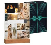 Maverton Cadre Photo personnalisé pour couple - lampe LED avec plaque personnalisée pour parents - décoration salon - souvenir pour anniversaire de mariage - vos photos imprimées - aimer
