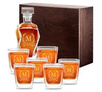 Maverton Carafe à Whisky avec Gravure pour Homme - Whiskey Set Élégant avec 2, 4 ou 6 Verres - Cadeau Homme Coffret Cadeau pour Couple - Souvenir de Mariage Anniversaire Fête des Grands-Pères