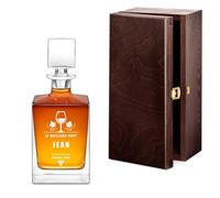 Maverton Carafe à whisky avec personnalisation pour lui - 81cl Bouteille en verre transparent pour alcool scotch rhum - pour connaisseur - pour anniversaire - pour hommes - papy