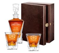 Maverton Carafe et 2/4 / 6 verres - Avec motif décoratif - Ensemble personnalisé pour homme - Set élégant pour lui - Ensemble à whisky au design unique - Pour connaisseur - Cible