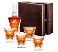 Maverton Carafe et 4/6 verres gravés - Ensemble personnalisé Cadeau Anniversaire Homme - Set élégant pour lui Carafe whisky 95cl au design unique - Verre a whisky - Cadeau Homme connaisseur -Bricoleur