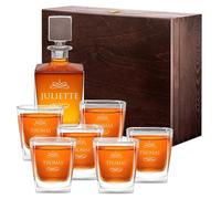 Maverton Carafe et Verres à whisky avec gravure Idee Cadeau Femme - 810ml Carafe Whisky + 6 Verre a Whisky 250 ml - Service personnalisé pour elle - Cadeau Anniversaire Femme - Verre a rhum - Prénom