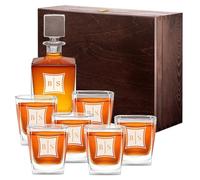 Maverton Carafe Whisky et 6 verres avec personnalisation pour couple - Ensemble gravé pour parents - Set Whisky en verre transparent pour amis - Souvenir de mariage - déco - Lettres