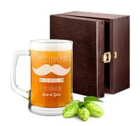 Maverton Chope à Bière Gravée - Contenance : 50 cl - Verre à Bière Papa Personnalisé avec Anse - Cadeaux pour les Amateurs de Bières - Idee Cadeau Homme - Cadeau Personnalisé pour Papa - moustache