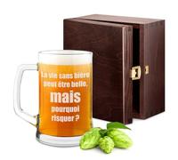 Maverton Chope à Bière Gravée - Contenance : 50 cl - Verre à Bière Personnalisé avec Anse - Souvenir pour les Amateurs de Bières - Cadeau Anniversaire Homme - Idee Cadeau Homme - bière