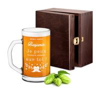 Maverton Chope à Bière Personnalisable - Verre à Alcool avec gravure pour Hommes - 640ml - Verre a Biere pour dégustation de Bières - pour Anniversaire Idee Cadeau Homme Cadeau Personnalisé merci papa