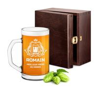 Maverton Chope à Bière Personnalisable - Verre à alcool avec gravure pour hommes - 640ml - Verre solide pour dégustation de Bières - pour anniversaire - pour ami - témoin - frere