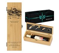 Maverton Coffret à bouteille en bambou, Cadeau d'accessoires pour le vin, Set sommelier personnalisé, Cadeau pour chaque homme - pour ami