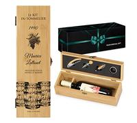 Maverton Coffret à bouteille en bambou, Cadeau d'accessoires pour le vin, Set sommelier personnalisé, Cadeau pour chaque homme - vigne