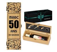 Maverton Coffret à bouteille en bambou, Cadeau d'accessoires pour le vin, Set sommelier personnalisé, Cadeau pour chaque homme - 50