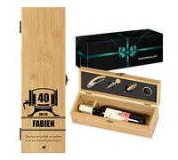 Maverton Coffret à bouteille en bambou, Cadeau d'accessoires pour le vin, Set sommelier personnalisé, Cadeau pour chaque homme - jour unique