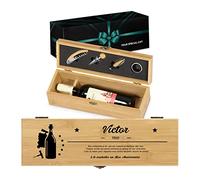 Maverton Coffret à bouteille en bambou, Cadeau d'accessoires pour le vin | Set sommelier personnalisé, Cadeau pour chaque homme, saveur