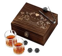 Maverton Coffret de Pierres à Whiskey avec Verres - 8 Pierres à Whisky et 2 Verres - Cadeau personnalisé pour Les Couples - Cadeau d’Anniversaire avec Gravure - l’Amour