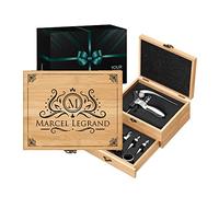 Maverton Coffret du Sommelier, Cadeau d'accessoires pour Le vin, Set Sommelier personnalisé, Cadeau pour Chaque Homme - Cadeau Noel - Monogramme
