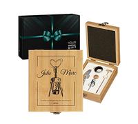 Maverton Coffret du sommelier - Cadeau d'accessoires pour le vin - Set sommelier personnalisé - Pour homme - Coffret gravé pour lui - ouvrir