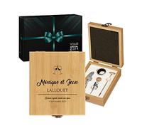 Maverton Coffret du sommelier - Cadeau d'accessoires pour le vin - Set sommelier personnalisé - Pour homme - Coffret gravé pour lui - à la vôtre