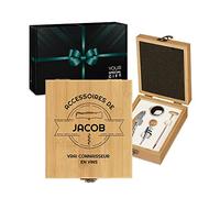Maverton Coffret du sommelier - Cadeau d'accessoires pour le vin - Set sommelier personnalisé - Pour homme - Coffret gravé pour lui - buveur doux