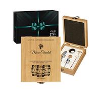 Maverton Coffret du sommelier - Cadeau d'accessoires pour le vin - Set sommelier personnalisé - Pour homme - Coffret gravé pour lui - Cadeau Noel - outils