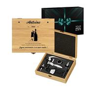 Maverton Coffret du Sommelier, Ensemble d'Accessoire pour Le Vin - Cadeau Anniversaire Homme - Cadeau Homme - Cadeau personnalisé - avec Impression - Flacon