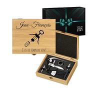 Maverton Coffret du Sommelier, Ensemble d'Accessoire pour Le Vin - Cadeau Anniversaire Homme - Cadeau Homme - Cadeau personnalisé - avec Impression - Cadeau Noel - Bouchon