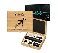 Maverton Coffret du Sommelier Imprimé - Set sommelier Personnalisé avec Accessoires pour Homme - pour Connaisseur - Cadeau Homme - Cadeau Personnalisé - Cadeau Anniversaire Homme - TIRE-BOUCHON
