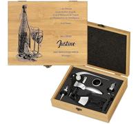 Maverton Coffret du Sommelier Personnalisable pour Homme, Tire Bouchon | Accessoires Vin avec la boîte gravée, Cadeau pour Chaque Femme, avec Personnalisation, goût