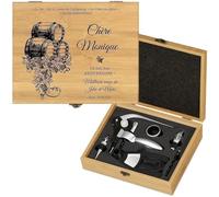 Maverton Coffret du Sommelier Personnalisable pour Homme, Tire Bouchon | Accessoires Vin avec la boîte gravée, Cadeau pour Chaque Femme, avec Personnalisation, Plaisir