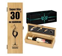 Maverton Coffret en Bois de Bambou pour une bouteille du vin avec un ensemble d'accessoires pour vin, Jeu d'Accessoires pour Vin pour chaque femme - avec personnalisation - fête