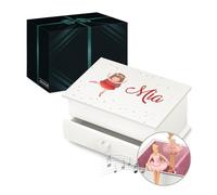 Maverton Coffret personnalisé - Boîte à Musique avec impression décorative pour petite fille - Boîte à bijoux pour bébé - pour premier anniversaire - souvenir de baptême - ballerine