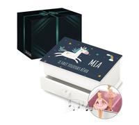Maverton Coffret personnalisé - Boîte à Musique avec impression décorative pour petite fille - Boîte à bijoux pour bébé - pour premier anniversaire - souvenir de baptême - licorne