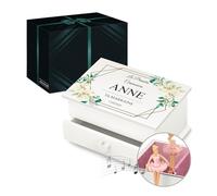 Maverton Coffret personnalisé - Boîte à Musique avec impression décorative pour petite fille - Boîte à bijoux pour bébé - pour premier anniversaire - souvenir de baptême - élégant